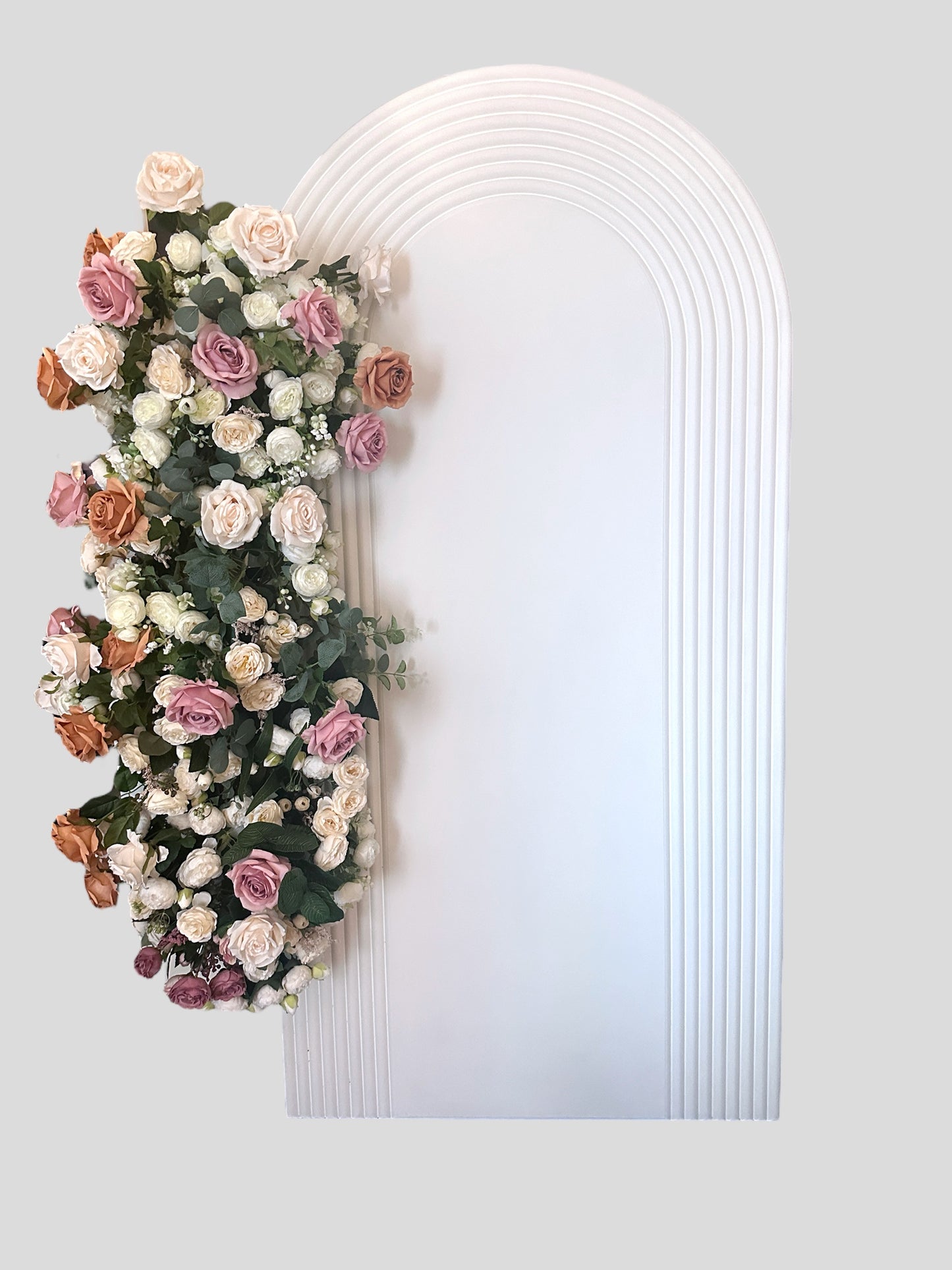 Arch Half Ripple Wood Backdrop RENTAL - White