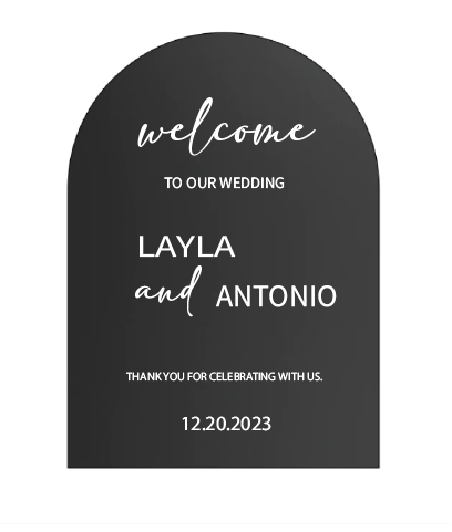 Arch Acrylic Welcome Sign with Stand RENTAL